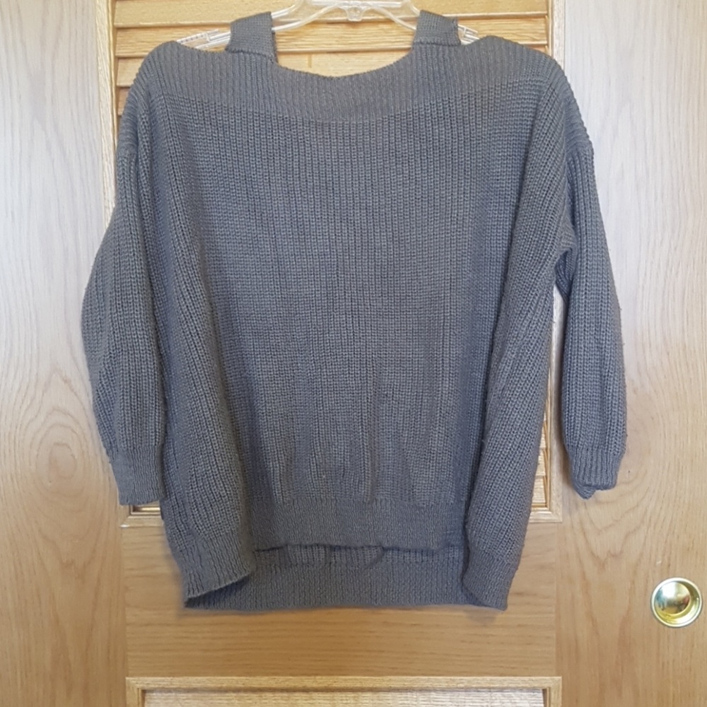 Brown Boohoo Cold Shoulder Sweater